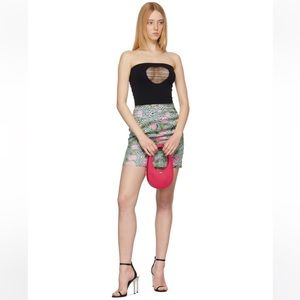 Maisie Wilen high waist/ zip/ polyester satin/ multicolor miniskirt. Size S.